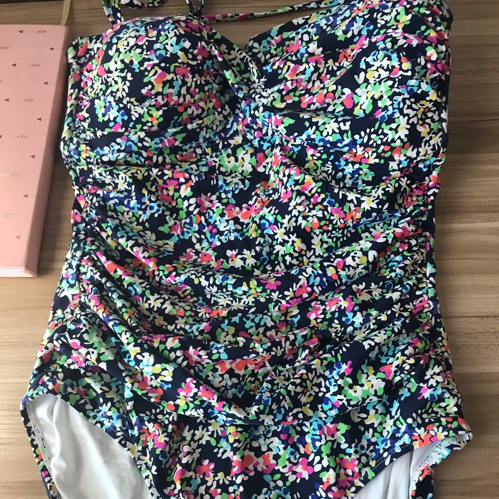 Anne Cole Multi Colored Bandeau Swimsuit